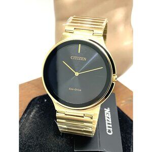 Citizen Men's Watch AR3112-57E Eco Drive Black Dial Gold Stainless Steel 39mm
